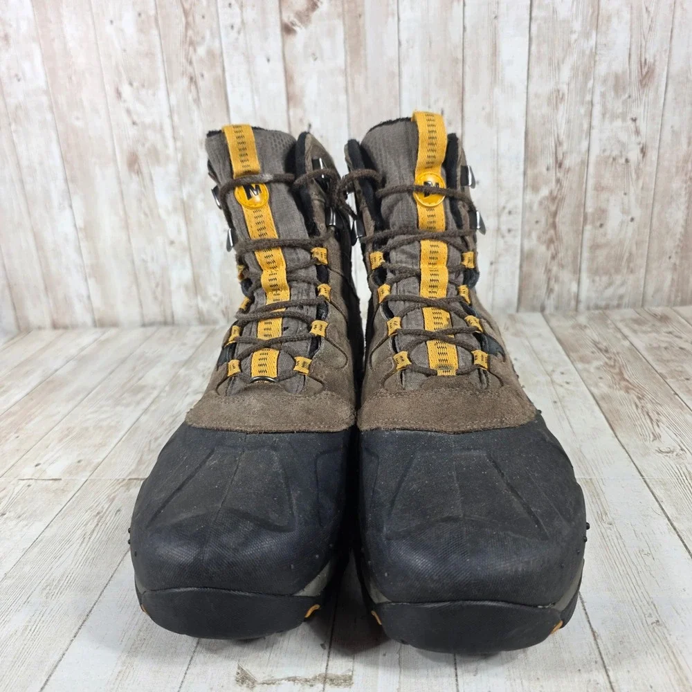 Merrell Stone Waterproof Insulated Winter Boots Men's Size 12 Brown Black Yellow